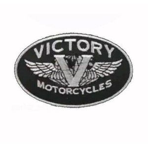Victory Black-Silver Iron-On Sew-On Patch